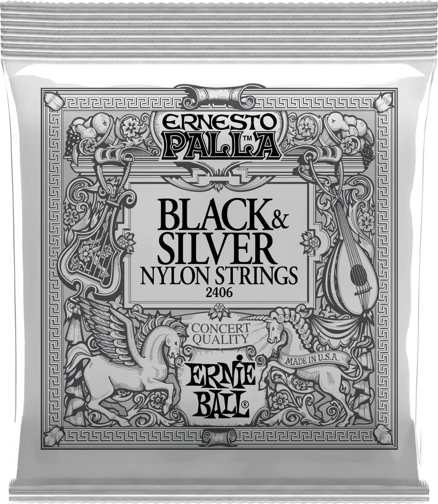 

Струны ERNIE BALL 2406 Ernesto Palla Black&Silver Nylon Medium 28-42 для классической гита
