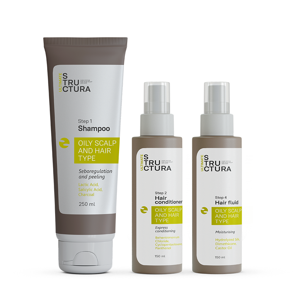 Набор STRUCTURA шампунь 250 мл флюид 150 мл кондиционер 150 мл для жирных волос