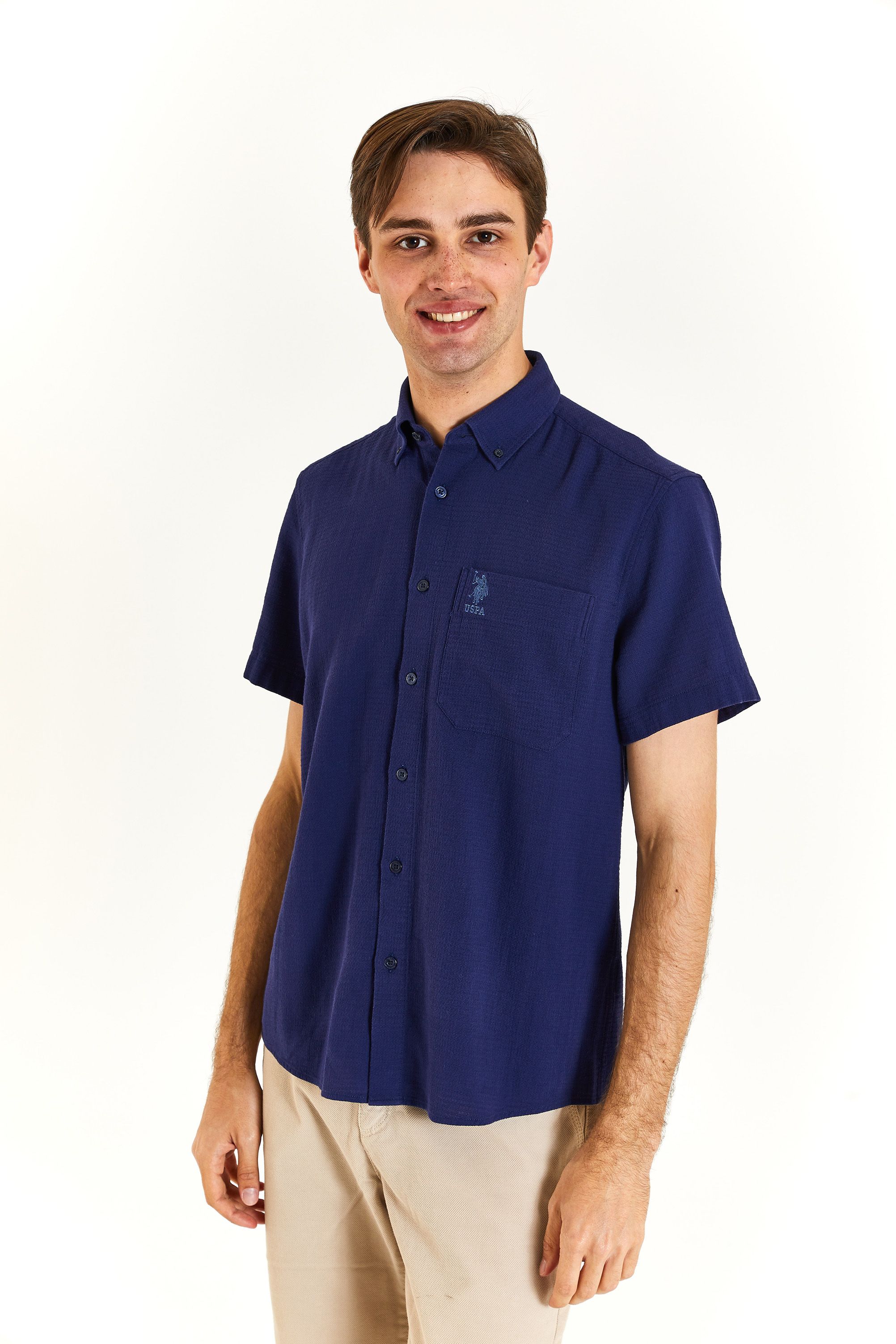 

Рубашка мужская US Polo Assn G081GL0040BROOM синяя 2XL, Синий, G081GL0040BROOM