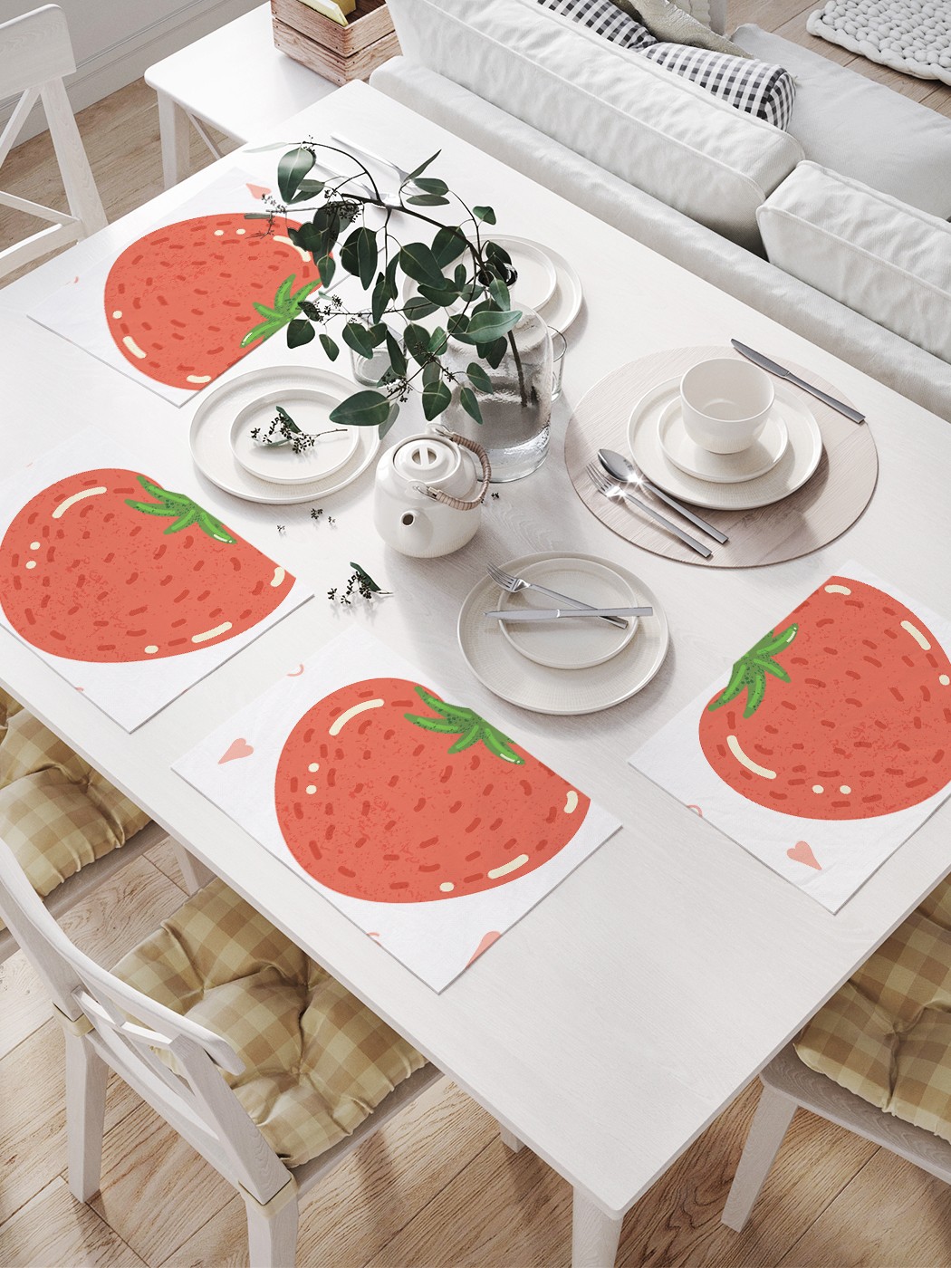 

Комплект салфеток JoyArty "Вкусная клубника" для сервировки стола (32х46 см, 4 шт.), Белый, Вкусная клубника