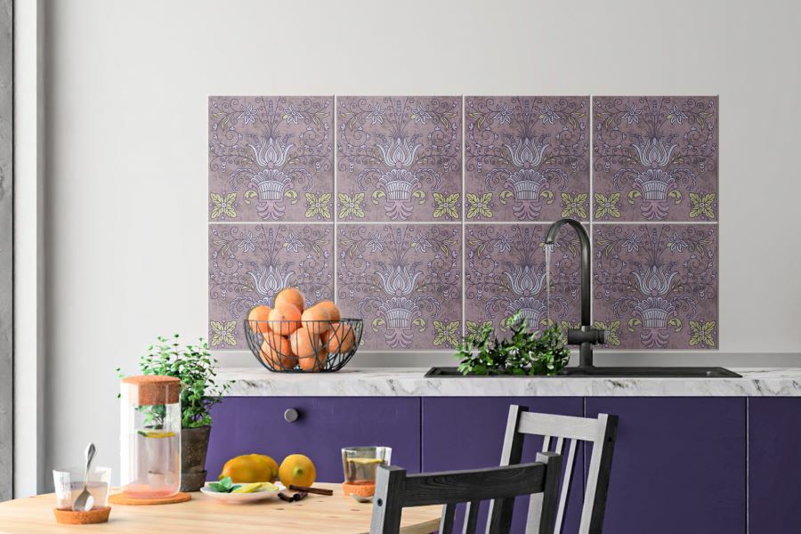 фото Наклейка на стену paintingstock плитка с растительным узором "голландия" 24 шт. 20х20 см
