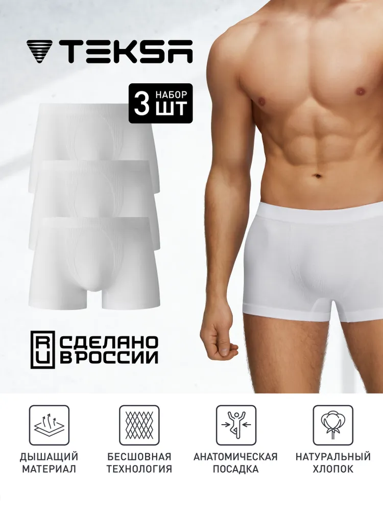 Комплект трусов мужских TEKSA MB 0013 белых 3XL 3шт 948₽