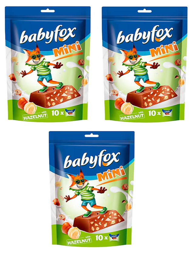 Конфеты BabyFox шоколадные mini с фундуком, 120 г х 3 шт