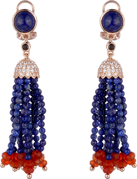 

Серьги женские из серебра Джей Ви EE017950B, лазурит/агат/фианит, EE017950B