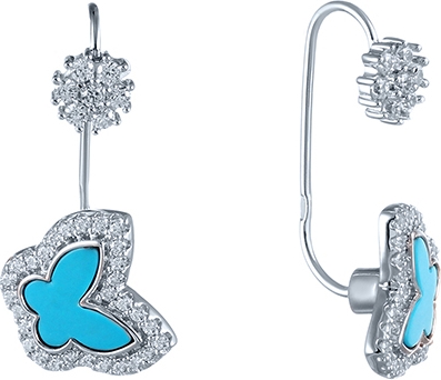 

Серьги женские из серебра Джей Ви ME06541109A281YS, фианит/бирюза, ME06541109A281YS
