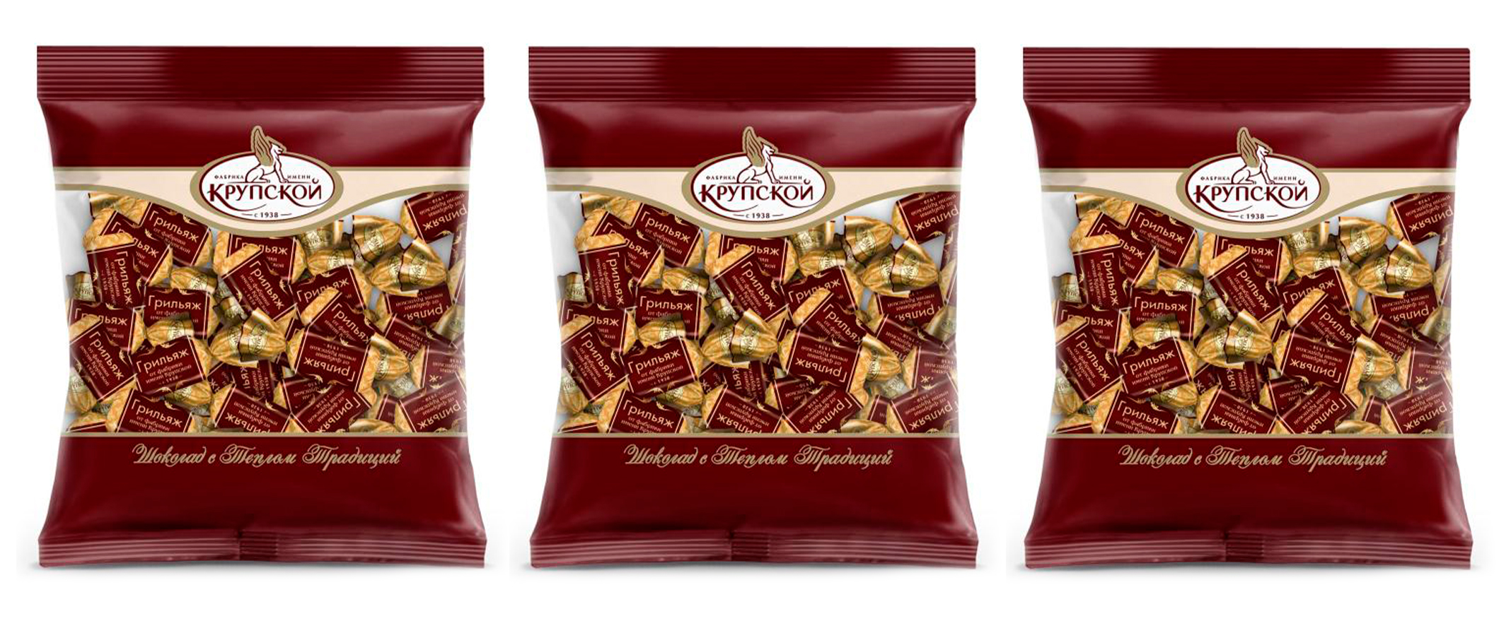 

Конфеты Фабрика имени Крупской Грильяж, 200 г х3 шт