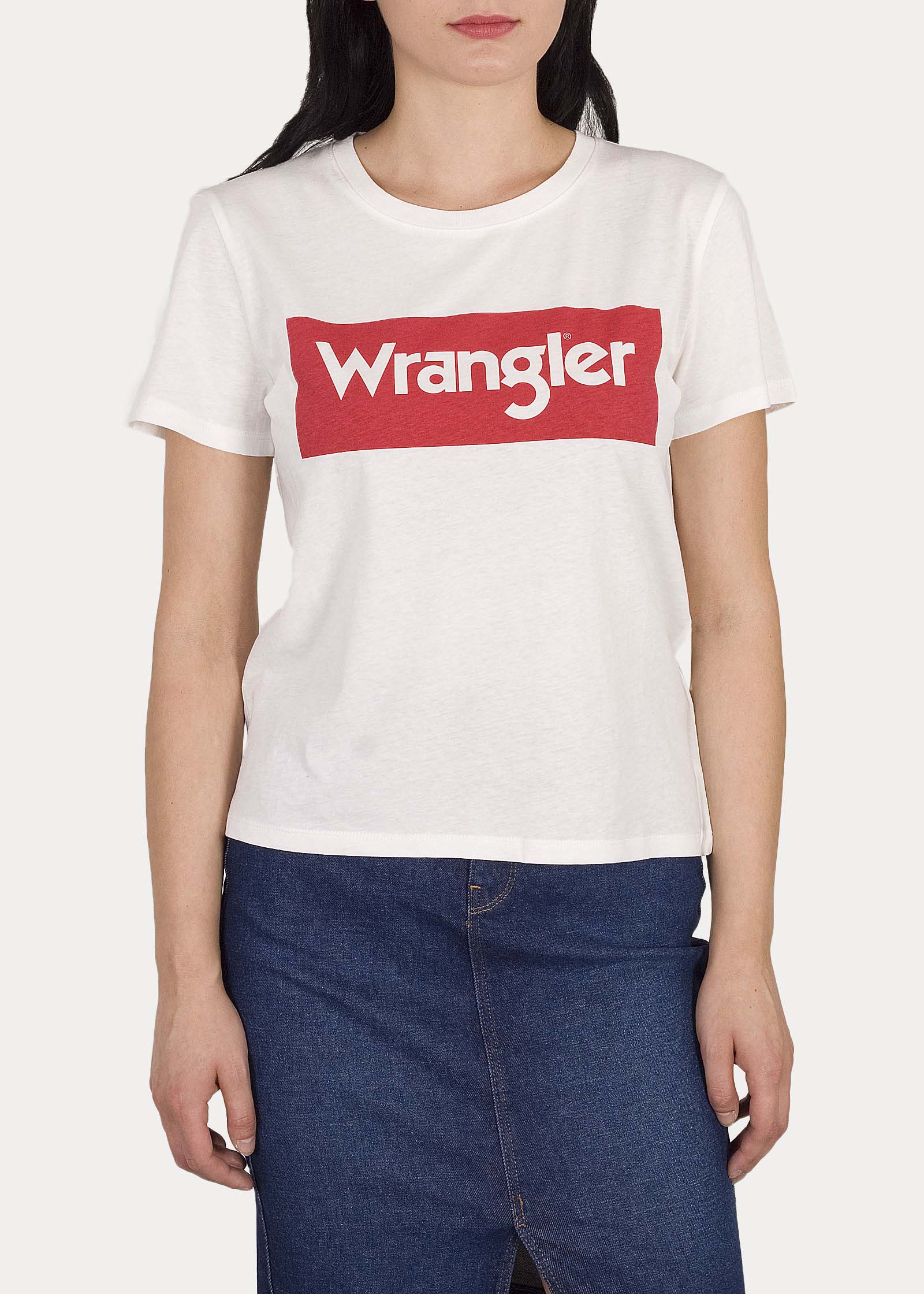 фото Футболка женская wrangler box logo tee offwhite белая 3xl