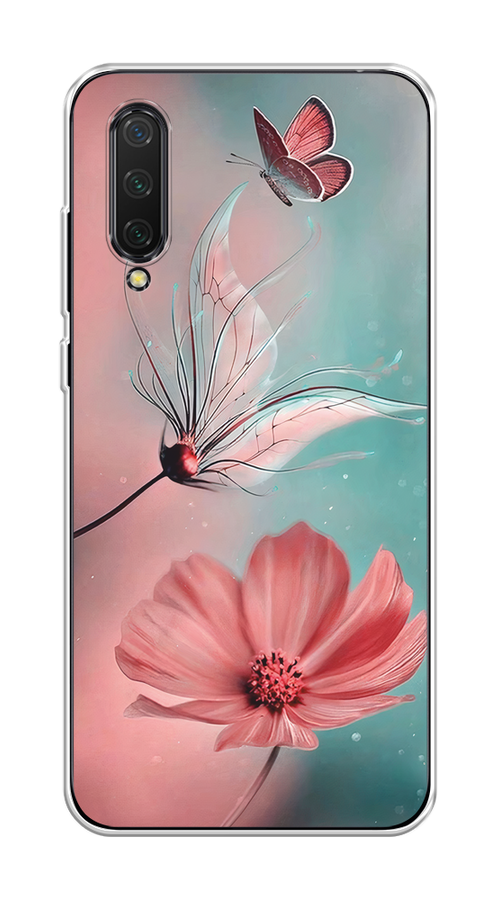 

Чехол на Xiaomi Mi CC9/Mi A3 Lite/Mi 9 Lite "Бабочка и цветок", Голубой;розовый, 36750-1