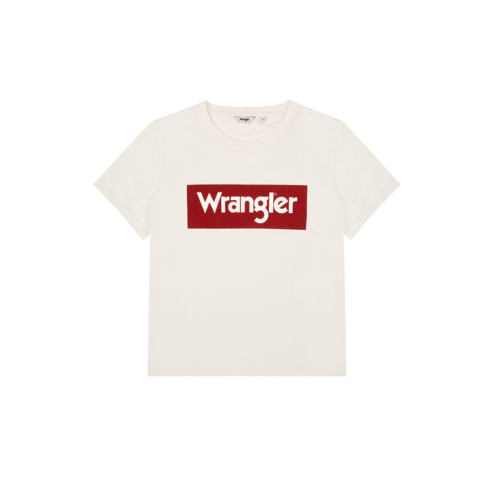 фото Футболка женская wrangler box logo tee offwhite белая xl