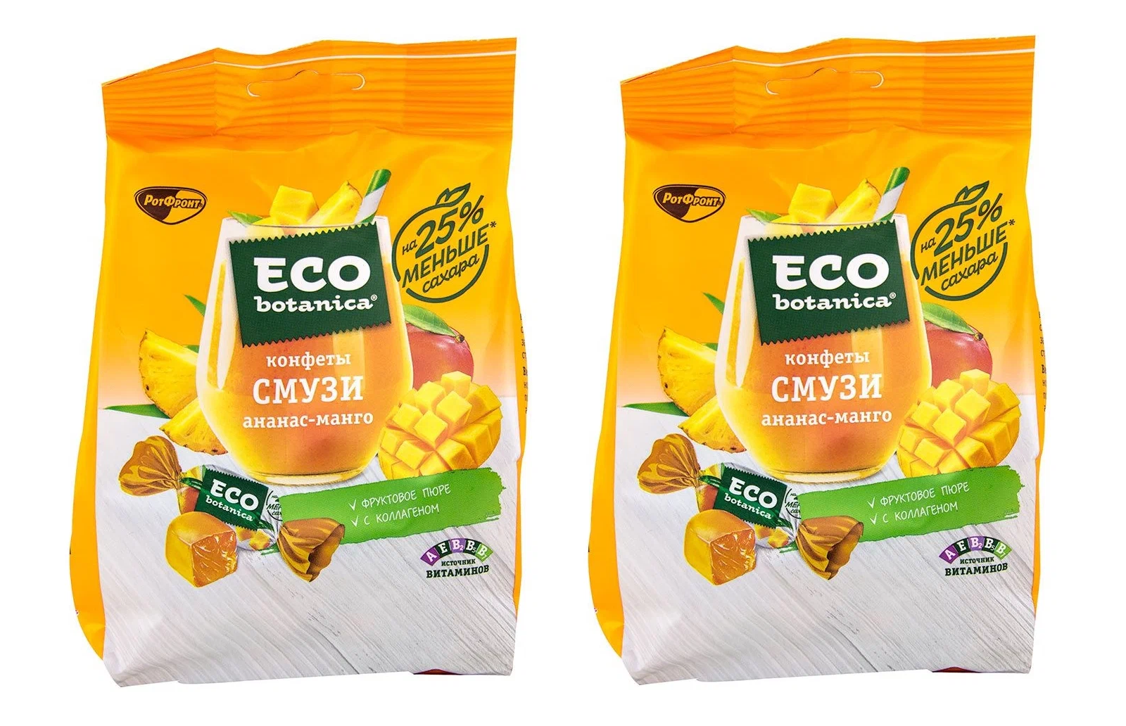 

Конфеты РотФронт Eco botanica желейные Смузи Ананас-Манго, 150 г х 2 шт