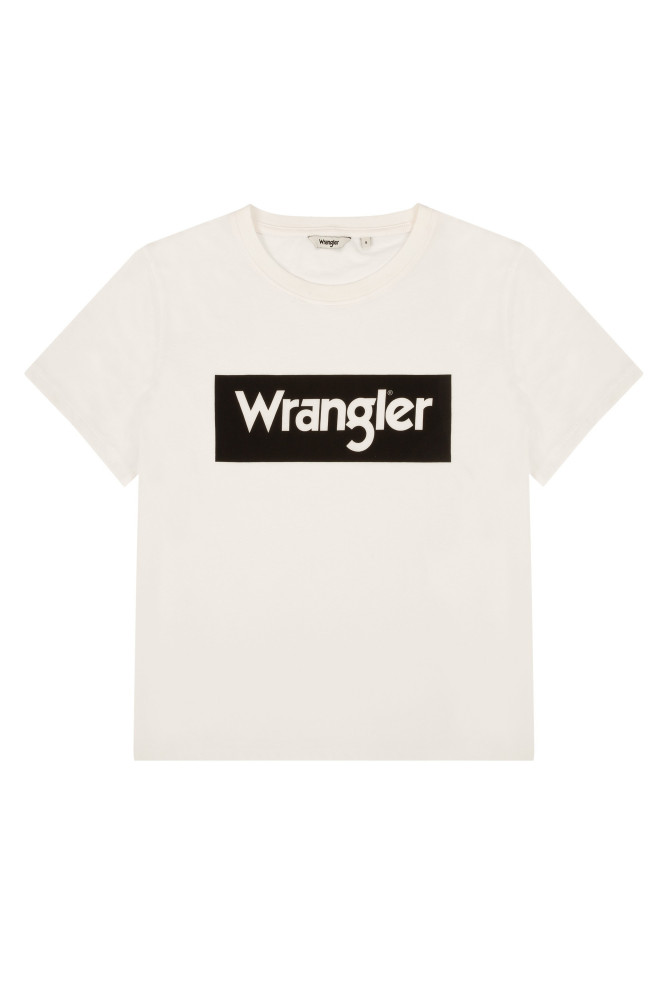 фото Футболка женская wrangler box logo tee off white белая l