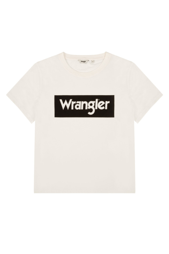 фото Футболка женская wrangler box logo tee off white белая s