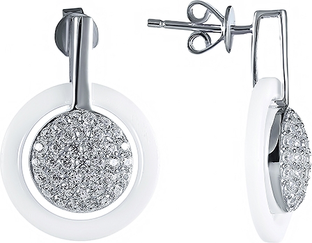 

Серьги женские из серебра Джей Ви JERQY6249-1L, керамика/фианит, JERQY6249-1L