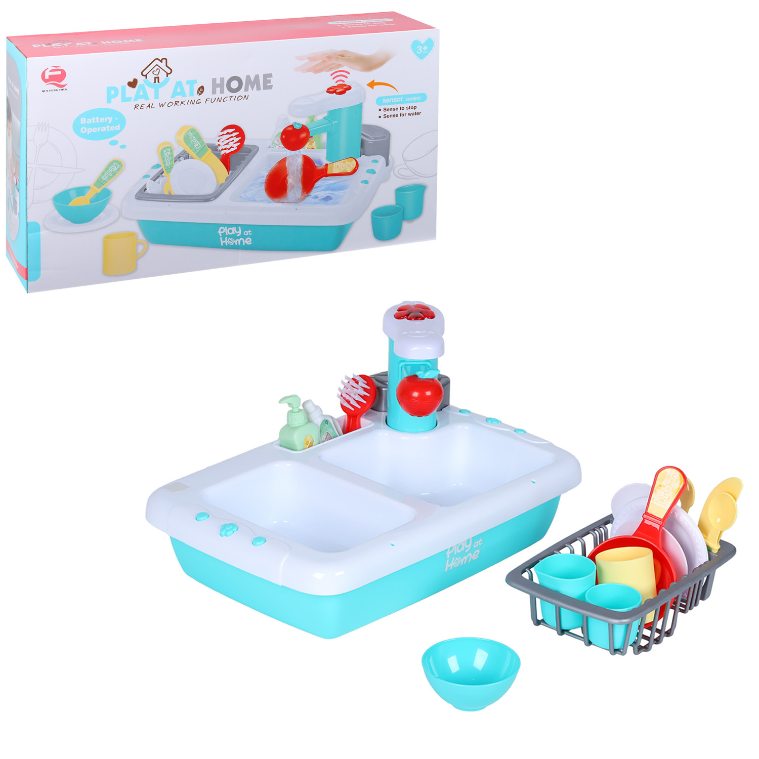 фото Кухня детская игровая qun feng toys раковина с водой, игрушечная посуда, jb0209150