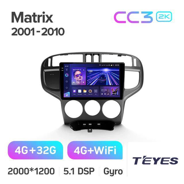 

Магнитола Teyes CC3 2K 4/32 9" для Hyundai Matrix 2001-2010, CC3 2K 4/32 9"