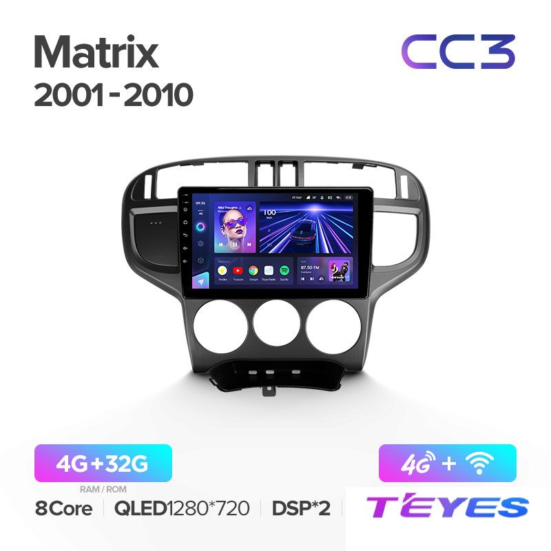 

Магнитола Teyes CC3 4/32 9" для Hyundai Matrix 2001-2010, CC3 4/32 9"