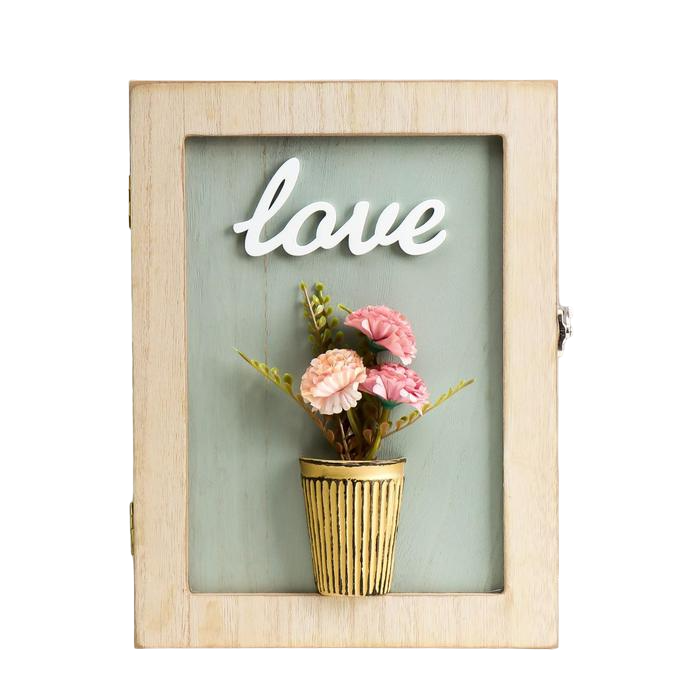 

Ключница дерево "Цветы в горшке - Love" голубая 26х19,5х5,5 см