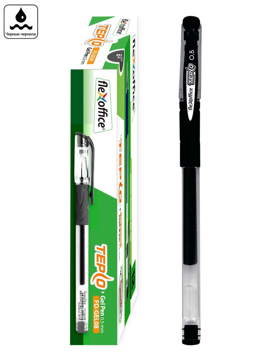 Гелевая ручка 0,5мм FlexOffice Tepco, черная (12шт)