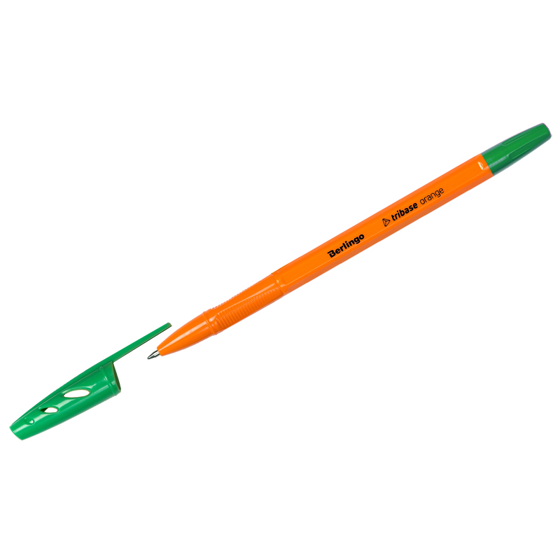 Ручка шариковая Berlingo Tribase Orange зеленая, 0,7мм, (50шт.)