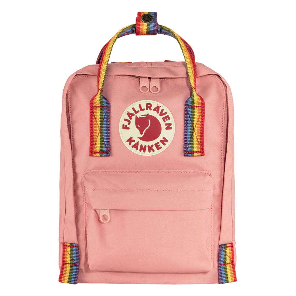 фото Рюкзак женский fjallraven kanken rainbow mini pink-rainbow pattern, 29x20x13 см