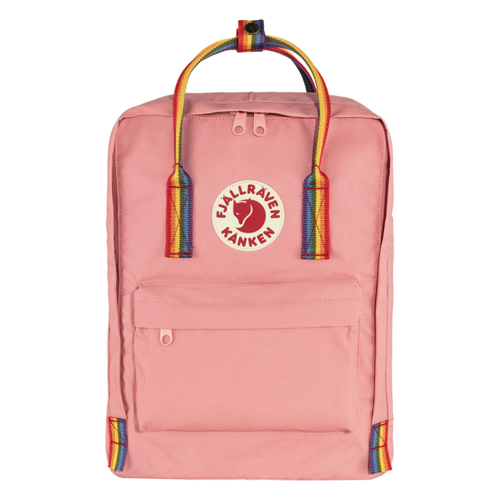 фото Рюкзак женский fjallraven kanken rainbow pink-rainbow pattern, 38x27x13 см