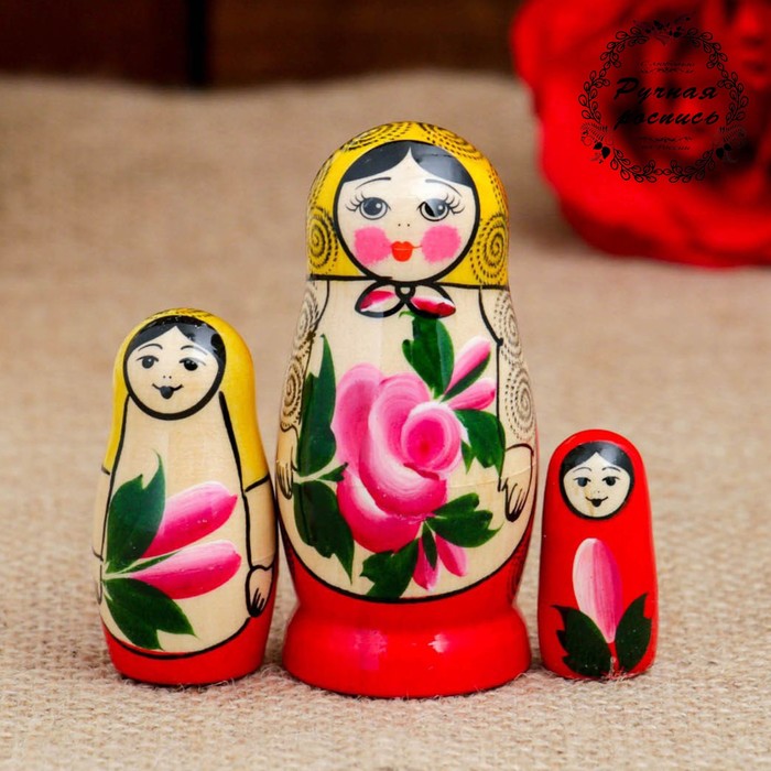 

Матрёшка «Семёновская», 3 кукольная, 7 см, высшая категория, Разноцветный