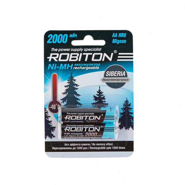 

Аккумулятор ROBITON SIBERIA AA (LR6) / 1.2 В/ 2000 мАч/ NiMH/ низкотемпературный 2 шт