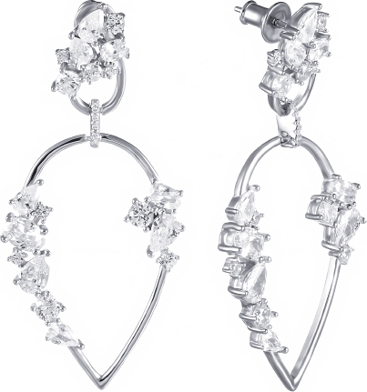 

Серьги женские из серебра Джей Ви E25683-W1, фианит, E25683-W1