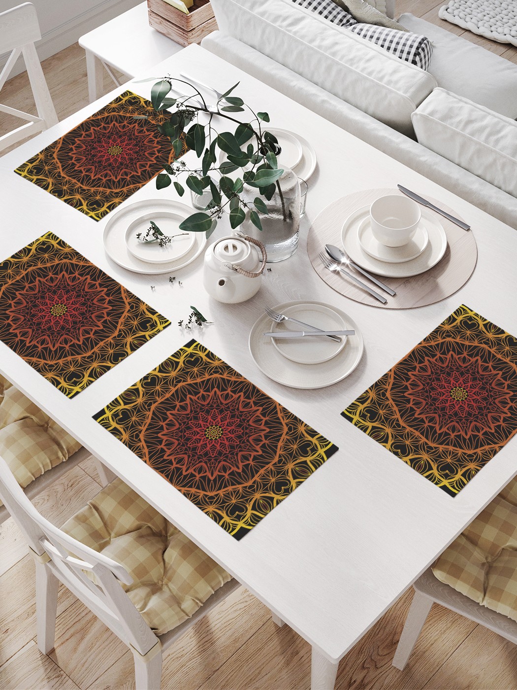 

Комплект салфеток JoyArty "Мандала с тонким ажуром" для сервировки стола (32х46 см, 4 шт.), Черный, Мандала с тонким ажуром