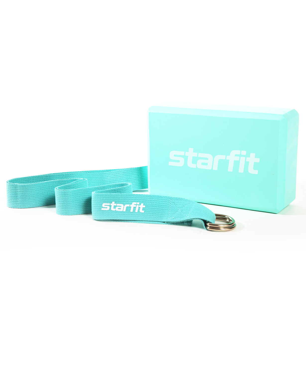 Набор для йоги блок + ремешок StarFit YB-205 22,5x15x7,8 см, мятный