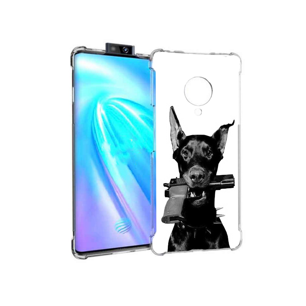 

Чехол MyPads Tocco для Vivo NEX 3 доберман с пистолетом (PT136035.381.331), Прозрачный, Tocco