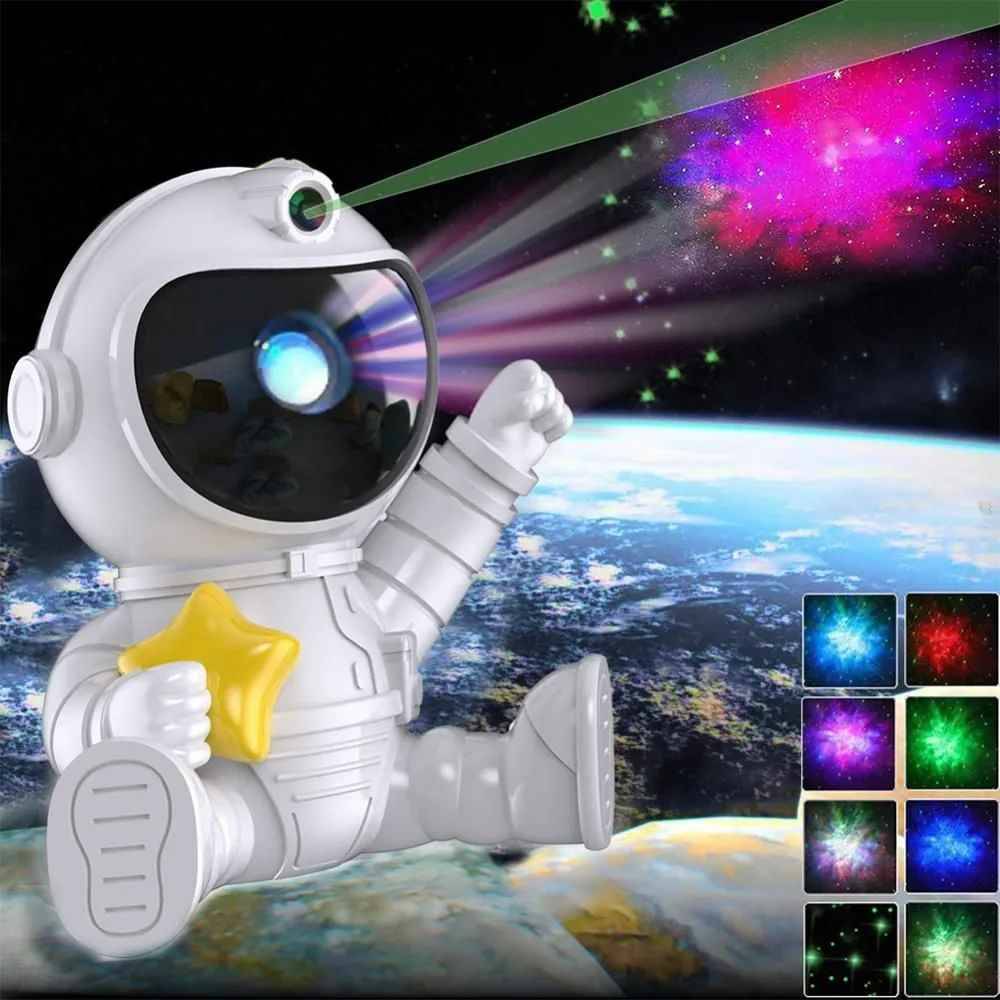 Детский ночник-проектор звездного неба Космонавт Астронавт со звездой ночник проектор звездного неба forall star belly динозаврик 238991676409123q зелелный