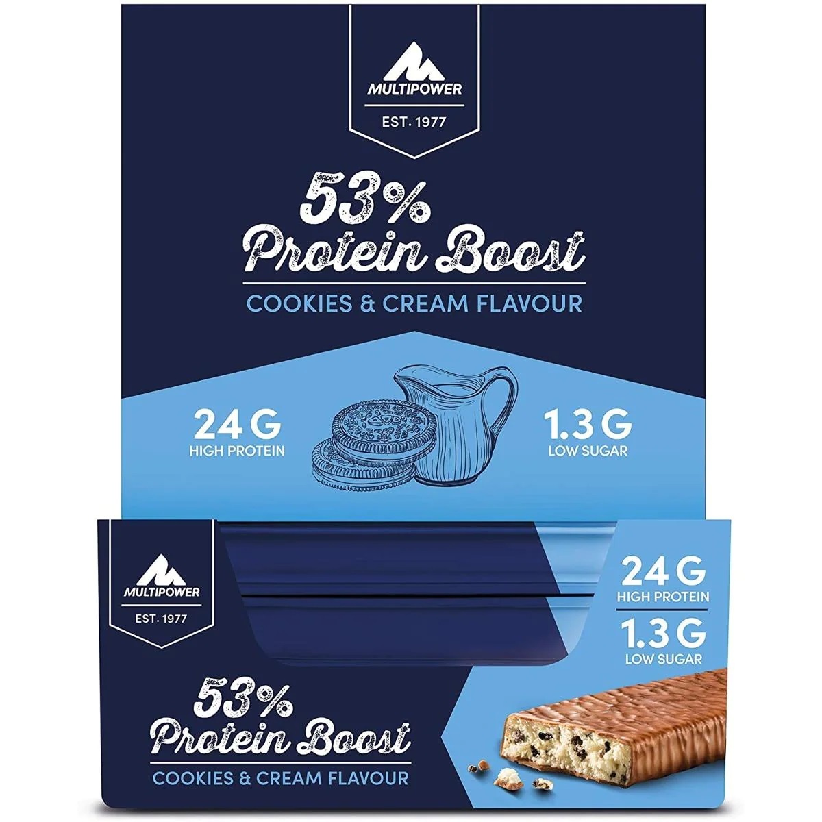 фото Протеиновый батончик multipower, 53% protein boost bar, 20x45г (печенье-сливки)