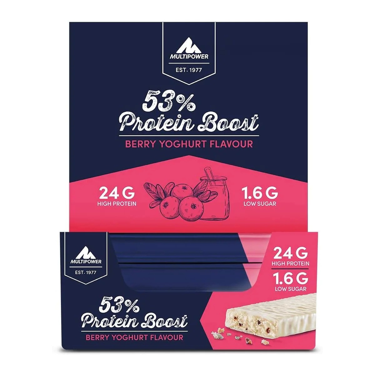 фото Протеиновый батончик multipower, 53% protein boost bar, 20x45г (ягоды-йогурт)