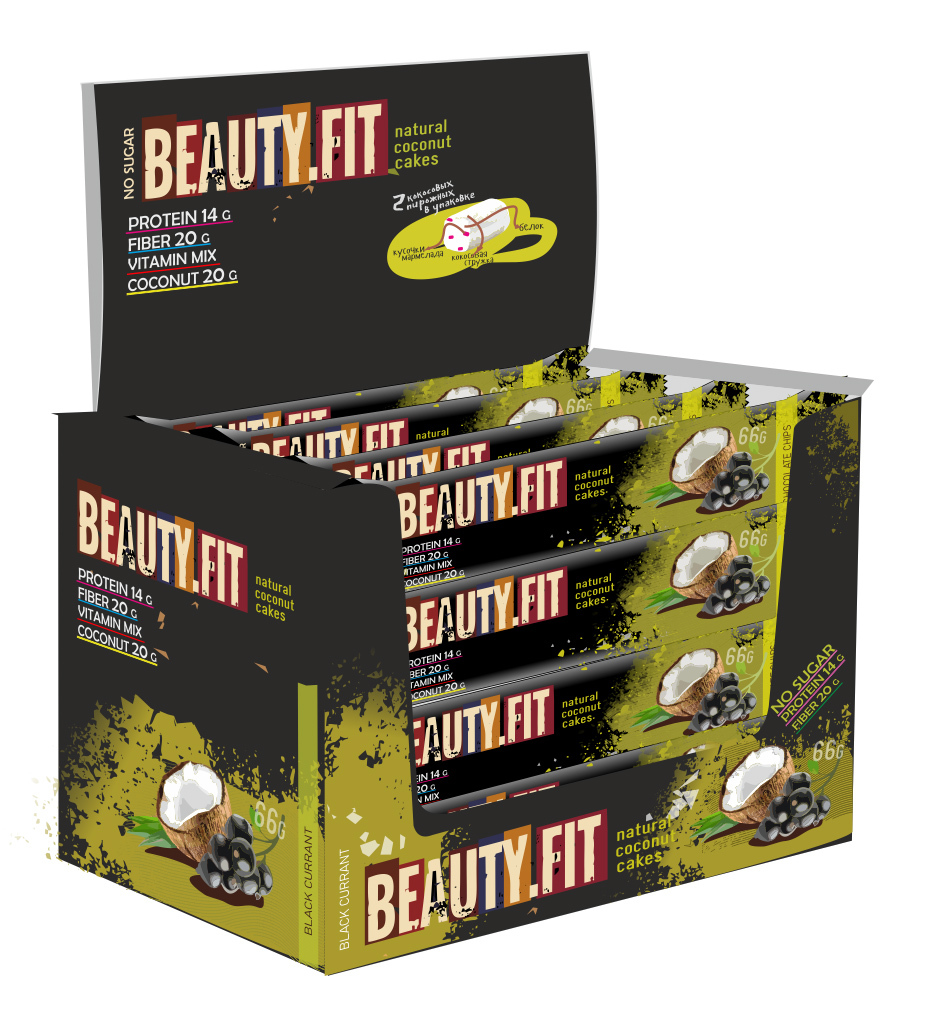 

Протеиновые кокосовые пирожные Beauty.Fit, Low Carbs, 20шт по 66г (Кокос-Черная смородина)