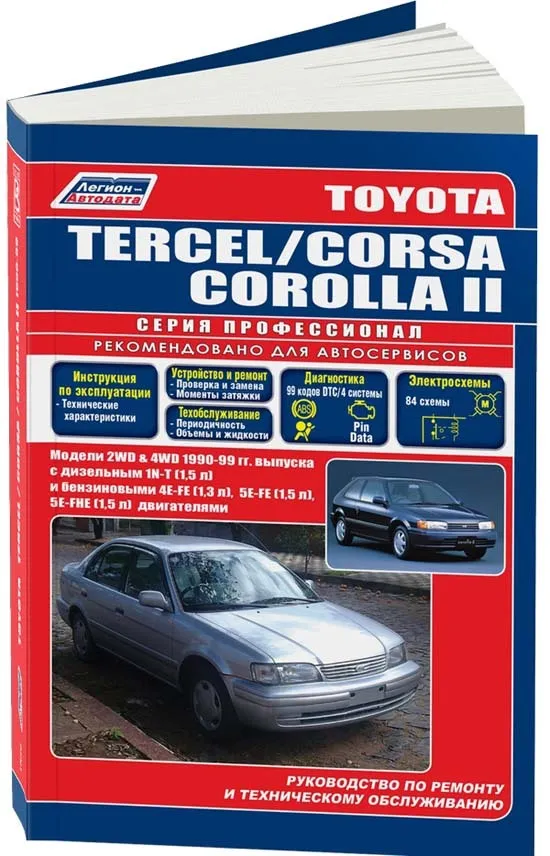 

Toyota CORSA,TERCEL,COROLLA II (2&4WD)1990-99г,Д:1N-T;Б:4E-FE,5E-FE,5E-FHE ( 1/8)