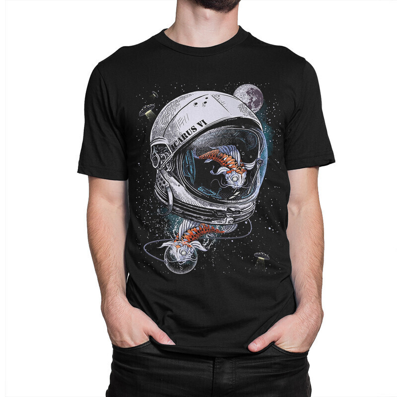 

Футболка мужская Dream Shirts Карпы Кои в космосе 10006582 черная M, Карпы Кои в космосе 10006582