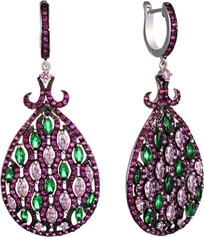 

Серьги женские из серебра Джей Ви BE5130, фианит, BE5130