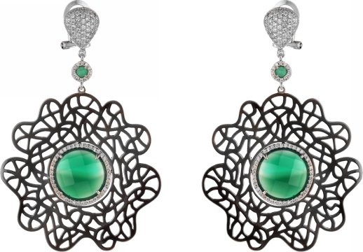 

Серьги женские из серебра Джей Ви AES34207W, агат/фианит, AES34207W