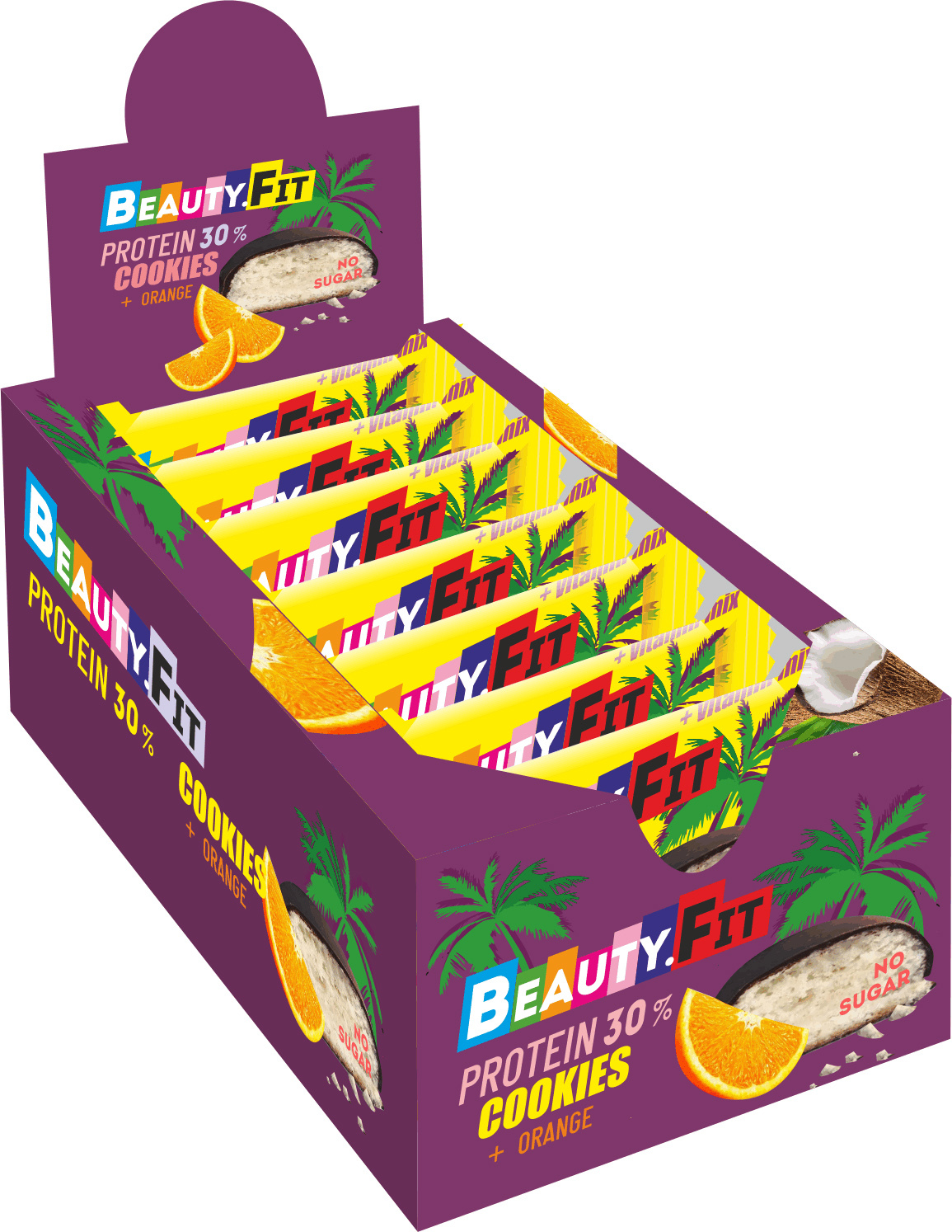 фото Протеиновое кокосовое печенье, beauty.fit, protein 30% cookies, 18шт х 40г (апельсин) beauty fit