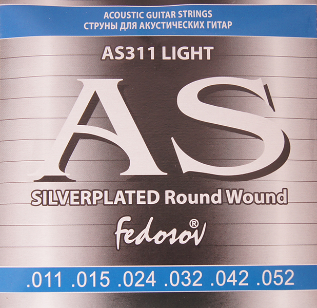 

AS311 Silverplated Round Wound Комплект струн для акустической гитары, п/медь, 11-52 Fedos