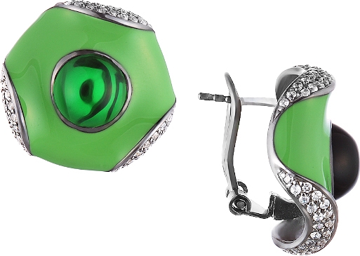 

Серьги женские из серебра Джей Ви BEC1004-01, эмаль/фианит, BEC1004-01