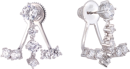 

Серьги женские из серебра Джей Ви CBB011E, фианит, CBB011E