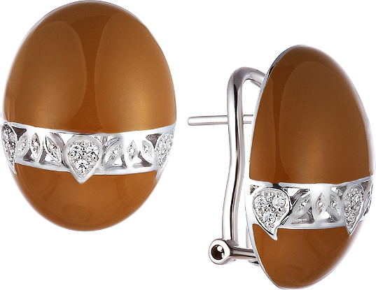 

Серьги женские из серебра Джей Ви BEC0961-03, эмаль/фианит, BEC0961-03