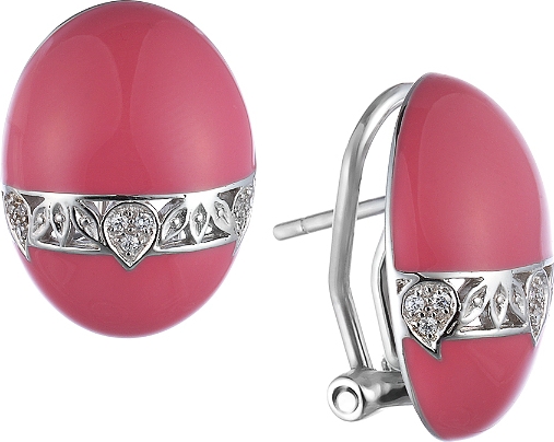 

Серьги женские из серебра Джей Ви BEC0961-02, эмаль/фианит, BEC0961-02