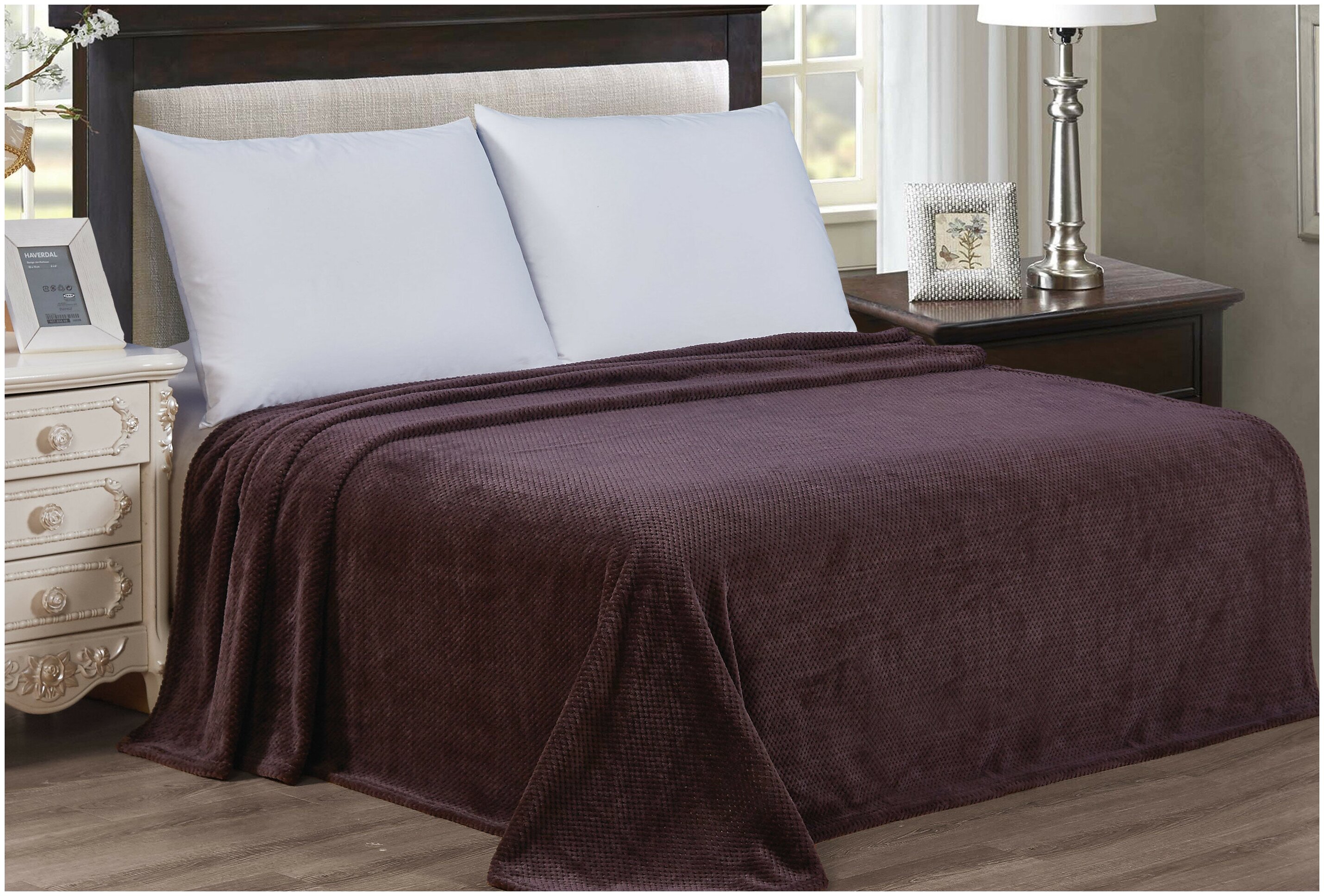 Плед покрывало Enrika велсофт 140х200 коричневый pinoli