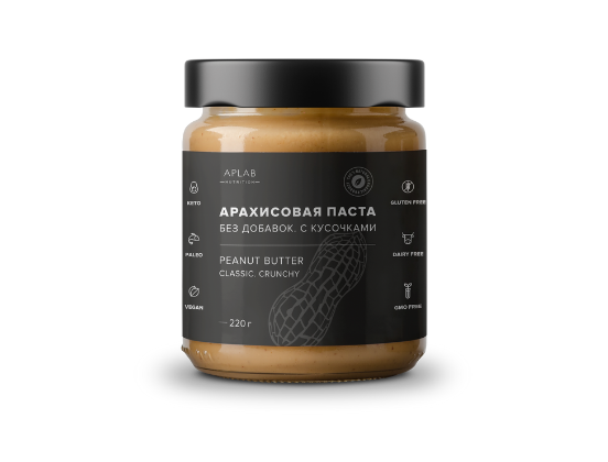 

Паста ореховая / APLAB nutrition / Арахисовая паста без добавок с кусочками арахиса