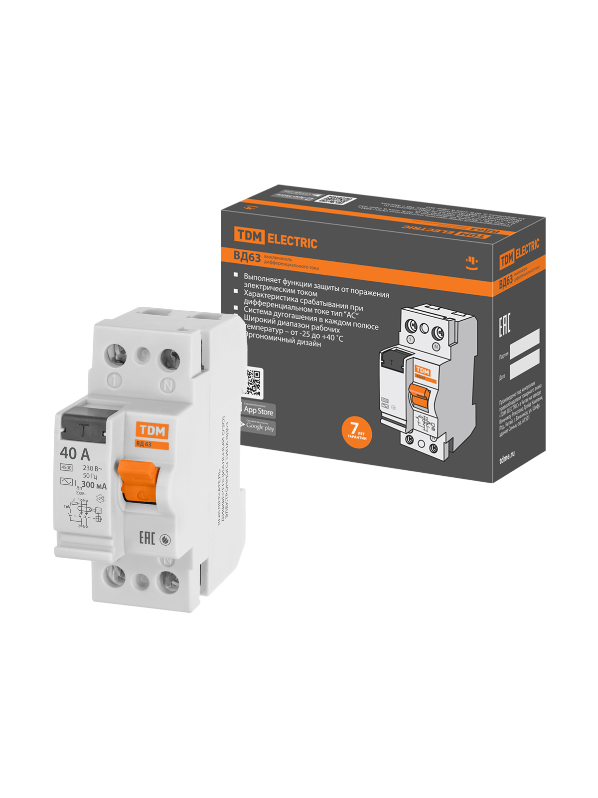 

Устройство защитного отключения TDM ELECTRIC ВД63 2Р 40А 300мА (электронное) SQ0220-0020, ВД63 (электронное)