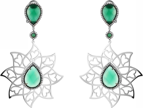 

Серьги женские из серебра Джей Ви AES34250W, агат/фианит, AES34250W