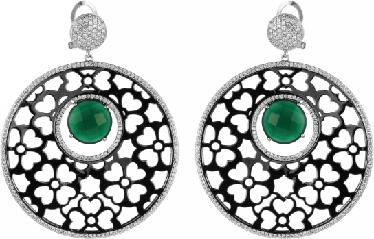

Серьги женские из серебра Джей Ви AES34371W, агат/фианит, AES34371W